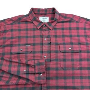 Poncho Shirt Mens 3XL Red Plaid Long Sleeve Button Up Flannel Magnetic Pockets